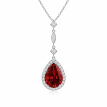 ANGARA Lab-Grown Ruby Pendant with Diamond Accents in 14K Gold (10x8mm,2.7 Ct) - £1,478.51 GBP
