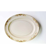 Paden City 1920s Oval Earthenware Serving Platter Pink Roses Daisy Green... - £34.07 GBP