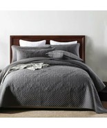 3pc. Gray King Size 100% Cotton Embroidered Coverlet Autumn Bedspread Set - £174.38 GBP