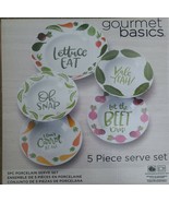 Gourmet Basics by Mikasa ~ Quirky Vegetable Pun ~ Porcelain ~ 5 Piece Se... - €86,15 EUR