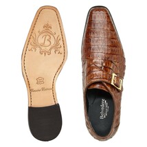 Belvedere Shoes Genuine Caiman Crocodile Monk Strap R99 Angelo Walnut image 2