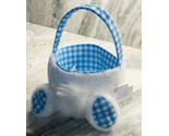White FURRY EASTER BUNNY Tail BASKET -  PLUSH WITH HANDLE 6 In Tall/7Inc... - £38.01 GBP