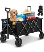 Collapsible Wagon Cart Heavy Duty For Groceries, Folding Beach Wagon Wit... - $62.99