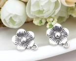 4 pcs Decorative Flower Earring Findings Silver Flower with Loop Bead 18... - $12.19