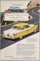 1956 Print Ad Ford Fairlane Fordor Victoria 2-Tone Car on Mountain Road - $19.42