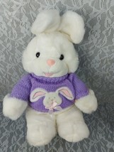 Kmart Main Joy White Bunny Sweater Purple Plush Easter Rabbit 22&quot; Stuffed Toy - $54.76