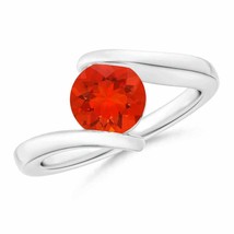 ANGARA 7mm Natural Fire Opal Solitaire Ring in Sterling Silver for Women, Girls - £268.39 GBP+