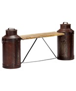 vidaXL Milk Bottle Bench Brown, Natural Solid Mango Wood and Recycled Iron - $5,815.52 MXN