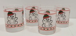 Vintage 2 5/8&quot; Libbey Glass Frosted Christmas Teddy Bear Shot Glasses - ... - $17.30