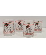 Vintage 2 5/8&quot; Libbey Glass Frosted Christmas Teddy Bear Shot Glasses - ... - £13.54 GBP