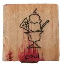 Stampin Up Rubber Stamp Ice Cream Sundae Cool Word Food Tiny Card Making Summer - £2.35 GBP