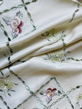 33&quot;&quot; Square Spring Green Floral Embroidery Tablecloth Polyester Side Tab... - $28.00