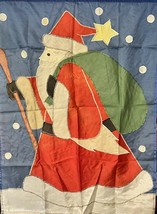 Lg Christmas Garden Yard Flag Classic Santa About 27&quot; X 44 VTG - £5.86 GBP