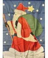 Lg Christmas Garden Yard Flag Classic Santa About 27&quot; X 44 VTG - £5.83 GBP
