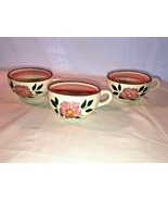 3 Vintage Stangl Pottery Wild Rose Tea Cups Mint USA - £19.65 GBP
