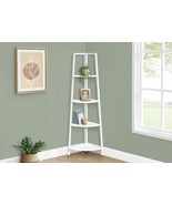 60&quot;H White Laminate &amp; Metal Modern 4-Tier Corner Bookshelf Etagere - $2,266.52 MXN