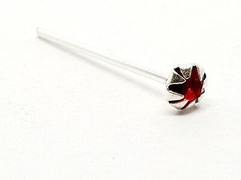 Stud de nez Ruby Red Gemstone 2mm Round Crystal 22g (0.6mm) 925 Silver L... - $4.79