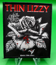 Thin Lizzy Black Rose Hard Rock Sew On Woven Patch 3 3/8&quot; X 4&quot; - £5.18 GBP