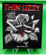 Thin Lizzy Black Rose Hard Rock Sew On Woven Patch 3 3/8&quot; X 4&quot; - £5.07 GBP