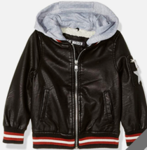 Steve Madden $70 Girls&#39; Toddler Fashion Bomber Jacket Fleece Hood 2T Black NWT - £23.89 GBP