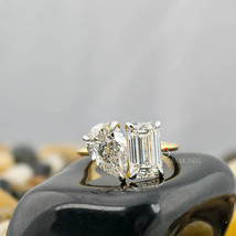 Pear And Emerald Cut Engagement Ring Lab Grown Diamond, 4.00 CT Diamond ... - $328.00
