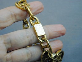 Gold Tone Chunky Brutalist Link Bracelet Face Medallion Bocca Della Veri... - $29.99