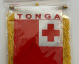 Tonga MINI BANNER FLAG with BRASS STAFF &amp; SUCTION CUP. - $5.89