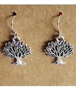 Handcrafted ~ 1.25&quot; Dangle Earring ~ Silver Tree ~ Drop ~ Pierced Earrin... - $363.95 MXN