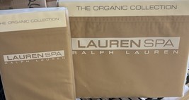 New RALPH LAUREN SPA Organic Queen Flat Sheet &amp; 2 Std Pillowcases Ochre ... - $79.19