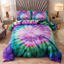 Bedding Tie Dye Galaxy Comforter Set , Psychedelic Swirl Pattern Colorful Boho,  - £54.48 GBP