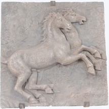 Wall Decoration Art Two Horses Horse Stone Resin - £270.98 GBP