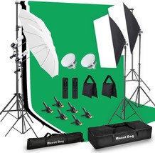 [Upgraded Led Bulb] Mountdog Photography Lighting Kit, 6.6X 10Ft Backdrop Stand - £164.48 GBP