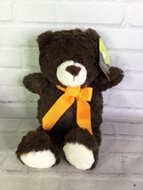 Animal Adventure Brown Plush Teddy Bear Stuffed Animal Toy Orange Bow 2017 NEW - £27.68 GBP