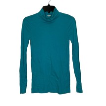 J.Crew Turtleneck Ribbed Long Sleeve Top Pullover Blue Women XXS 100% Cotton - £15.78 GBP