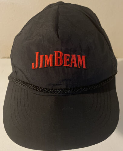 VINTAGE JIM BEAM WHISKEY TRUCKER HAT CAP Nylon SNAP BACK GREAT CONDITION Black - $12.86