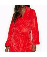 New Victoria&#39;s Secret Logo Short Cozy Women&#39;s Robe Bright Cherry Red Siz... - £46.28 GBP