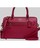 New Coach Rowan Satchel Purse Crossbody Strap Bright Violet Leather Handbag - $4,088.32 MXN