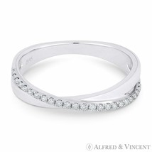 0.14ct Round Cut Diamond 14k White Gold Right-Hand Ladies Stackable Overlap Ring - £516.80 GBP