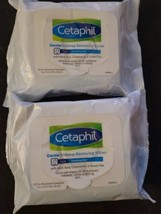 2 Cetaphil Gentle Makeup Removing Wipes 25 Towelettes Aloe Vera Green Tea (C12) - £13.69 GBP