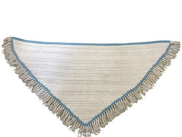 Triangular Baby Lap Afghan/Blanket Throw White Blue Handmade Crocheted 31” X 64” - £12.51 GBP