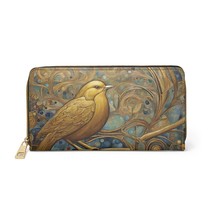 Art Nouveau BIrd Wallet For Travel Vacation PU Leather Zipper 7.87 x 4.3... - $34.99