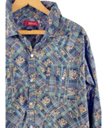 Buffalo David Bitton Pearl Snap Shirt Size Large Mens Black Plaid Floral... - $33.67
