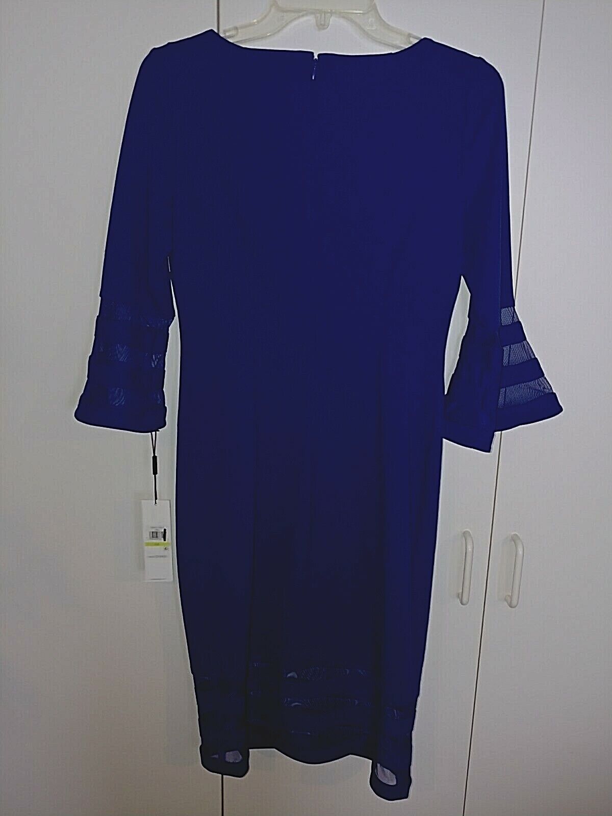 CALVIN KLEIN LADIES 3/4-SLEEVE BLUE STRETCH KNIT DRESS-4-NWT-$139 ORIG.-LOVELY Item image 2