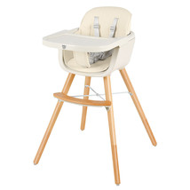 3-in-1 Convertible Wooden High Chair Baby Toddler Highchair with Cushion... - $140.99