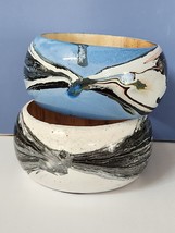 Pretty Wooden Bangle Bracelets Hand Painted in Multicolors-Choose From Four - £5.53 GBP