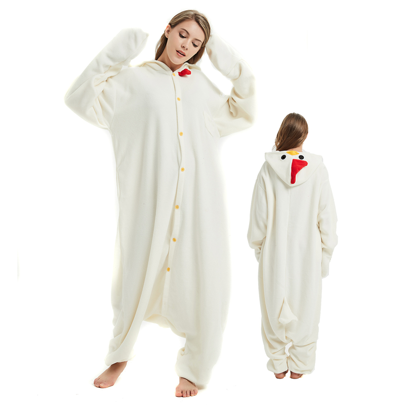 White Rooster Adult Onesies Animal Cartoon Kigurumi Pajamas Halloween Cosplay