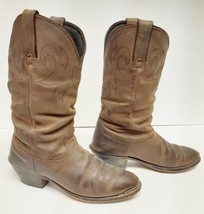 Durango Slouch Boots Western Cowboy Leather Metal Strip Toe Brown Womens 8 M (?) - £38.98 GBP