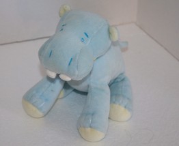 GANZ Baby Hippo 7&quot; Blue Plush Chime Rattle Rainbow Bow Stuffed Soft Toy ... - $17.42