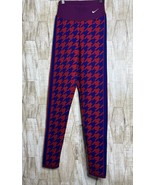 Nike Women’s Size S Houndstooth Knit Leggings Red Blue Geometric Athletic - $54.32 CAD
