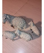 Resting Beige Resin Sheep Figurines Mom &amp; 3 Baby Lambs - £7.09 GBP
